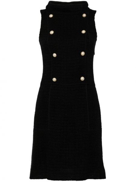 Tweed kleid mit perlen Chanel Pre-owned schwarz