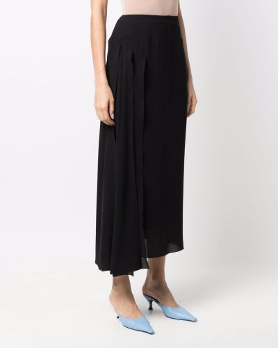 Plisované hedvábné sukně Chanel Pre-owned černé
