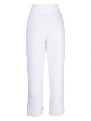 Kalhoty s výšivkou s perlami Shiatzy Chen bílé