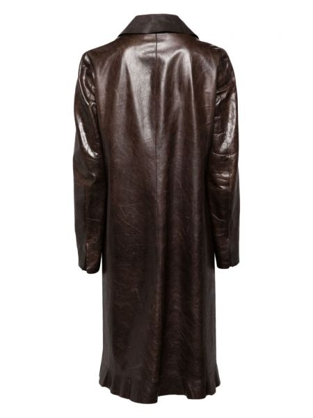 Kožený kabát Chanel Pre-owned hnědý