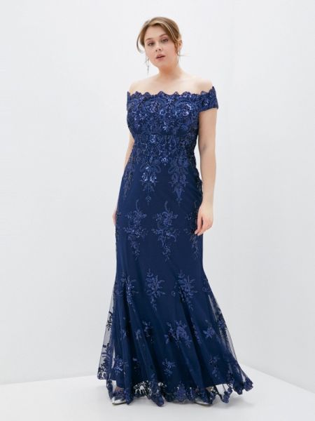 Платье Goddiva Size Plus, синее