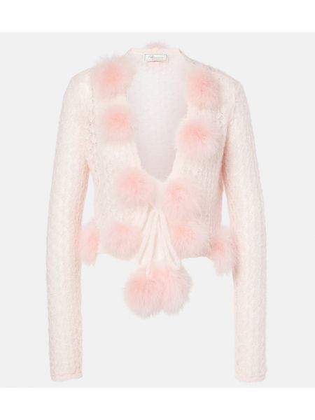 Mohair villa neuletakki höyhenillä Blumarine pinkki