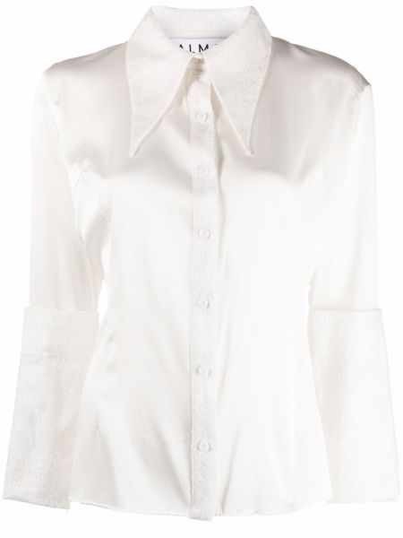 Camisa de seda de flores Almaz blanco