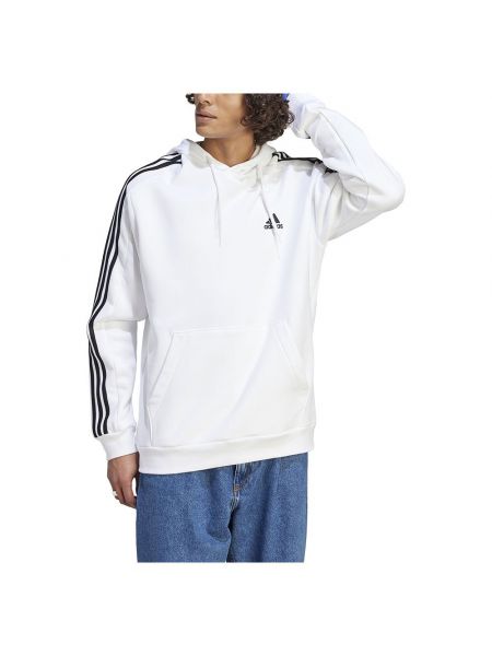 Флисовое худи в полоску Adidas белое