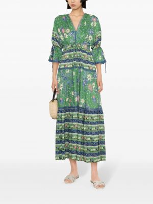 Sukienka długa w kwiatki z nadrukiem Dvf Diane Von Furstenberg zielona