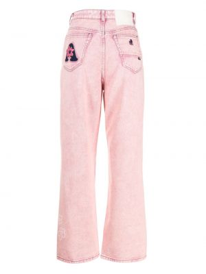 Květinové straight fit džíny s potiskem Aape By *a Bathing Ape® růžové