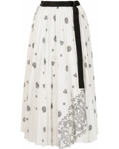 Falda de cintura alta con estampado Sacai blanco