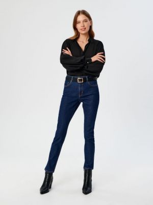 Straight fit džíny s vysokým pasem Sinsay modré
