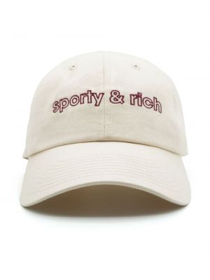 Siuvinėtas kepurė su snapeliu Sporty & Rich balta