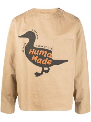 T-shirt con stampa a maniche lunghe Human Made marrone