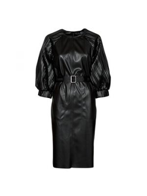 Mini-abito di pelle di ecopelle Karl Lagerfeld nero