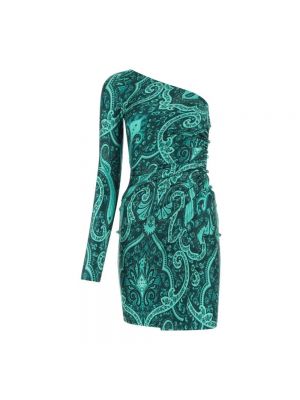 Sukienka koktajlowa na imprezę elegancka Etro zielona