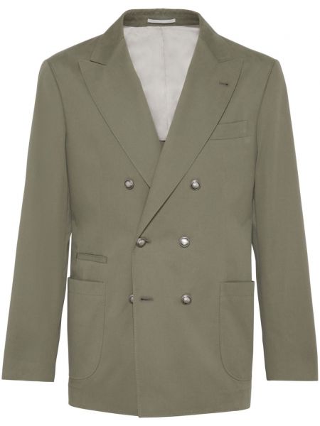 Kruvaze blazer Brunello Cucinelli yeşil