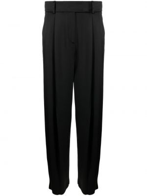 Pantaloni de mătase cu croială lejeră plisate Giorgio Armani negru