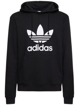 Bombažna jopa s kapuco Adidas Originals črna