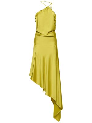 Σατέν μίντι φόρεμα The Attico κίτρινο