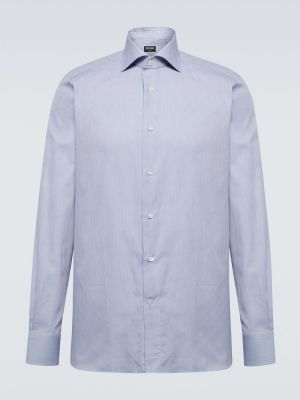 Kockovaná bavlnená košeľa Zegna modrá