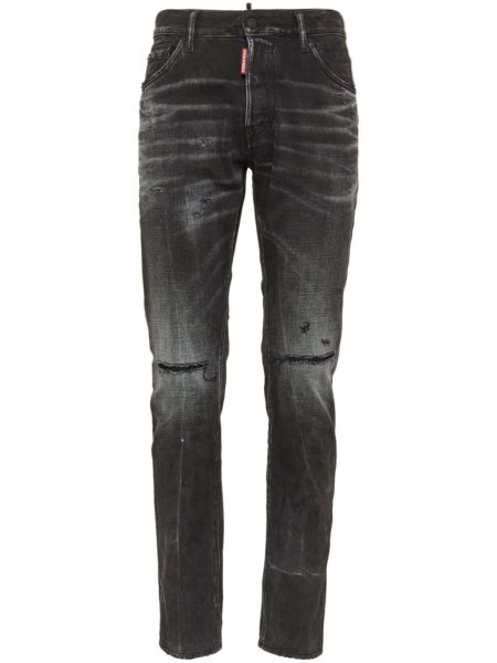 Obnosené skinny fit džínsy Dsquared2 čierna