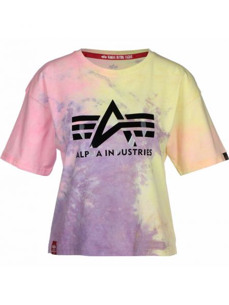 Koszulka z nadrukiem Alpha Industries fioletowa