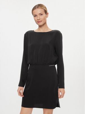 Koktel haljina s izrezom na leđima Calvin Klein Jeans crna