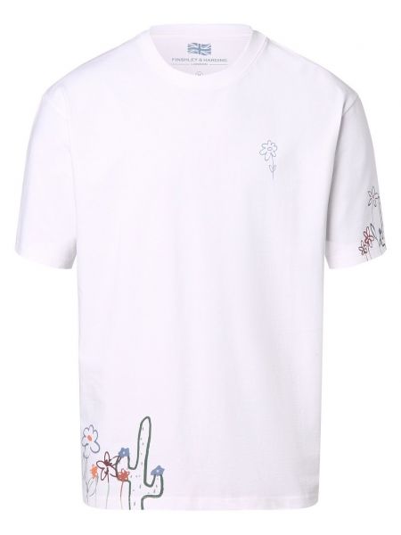 Koszulka bawełniana z nadrukiem Finshley & Harding London biała
