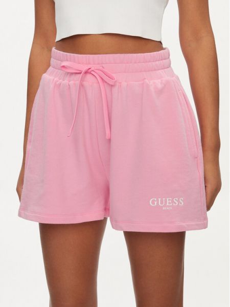 Pantaloni scurți de sport cu croială lejeră Guess roz