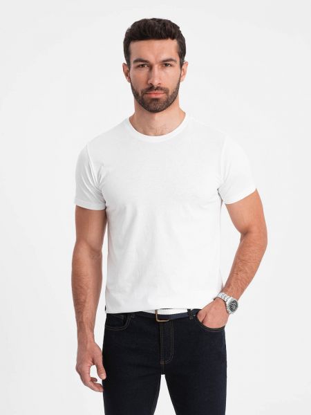 Klasisks kokvilnas pamata t-krekls Ombre balts