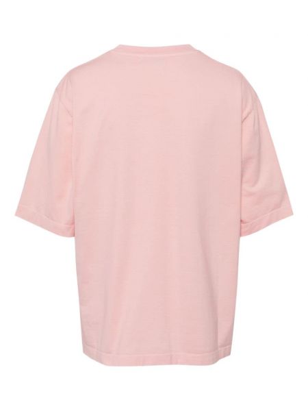 Bavlněné tričko s výšivkou Laneus růžové
