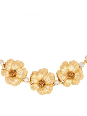 Naszyjnik w kwiatki z kryształkami Oscar De La Renta złoty
