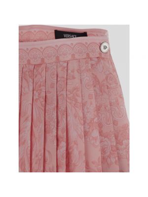 Mini falda de seda con estampado Versace rosa
