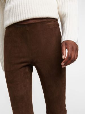Pantaloni din piele de căprioară Vince maro