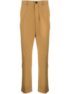 Bavlnené rovné nohavice s výšivkou Ps Paul Smith hnedá