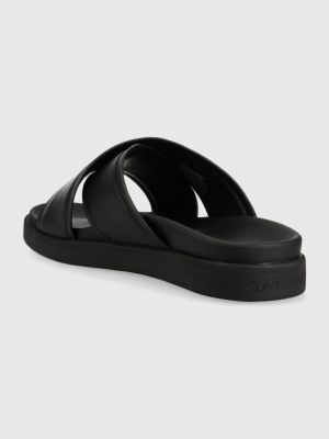 Kožené pantofle Calvin Klein černé