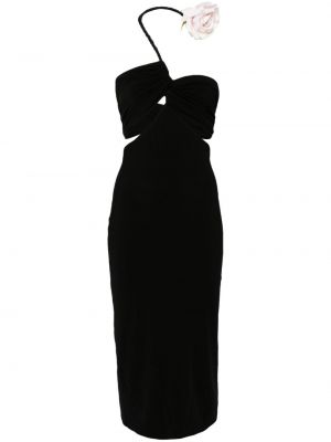Ασύμμετρη φλοράλ μίντι φόρεμα Magda Butrym μαύρο