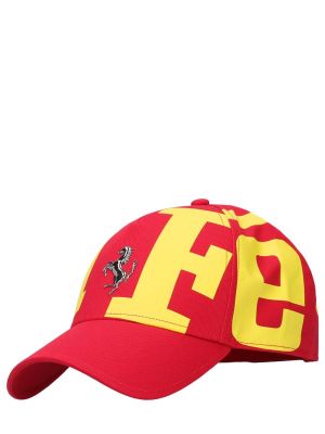 Памучна шапка с козирки с принт Ferrari черно