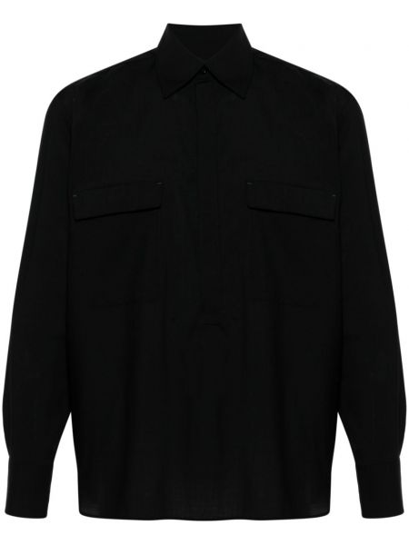 Vlněná dlouhá košile Pt Torino černá