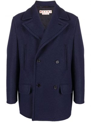 Μάλλινο παλτό Marni μπλε