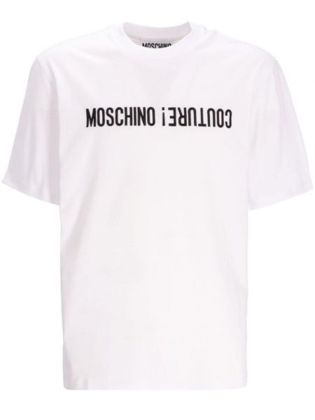 Baskılı pamuk tişört Moschino beyaz