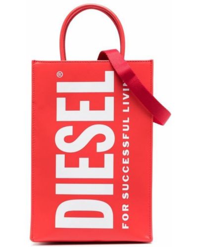 Shopper kabelka s potiskem Diesel červená