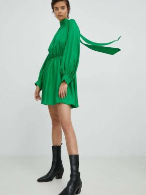 Svilena mini haljina Samsoe Samsoe zelena