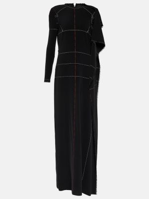 Drapované dlouhé šaty jersey Balenciaga černé