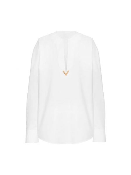 Bluzka bawełniana z dekoltem w serek Valentino Garavani biała