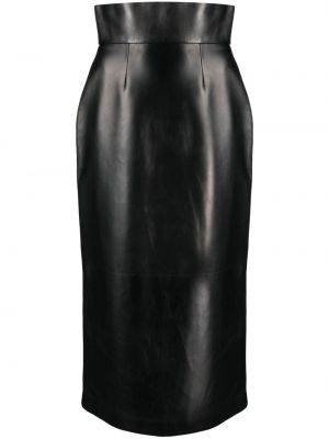 Kožená sukňa Alexander Mcqueen čierna
