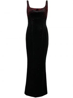 Aksamitna haftowana sukienka długa Jean-louis Sabaji czarna