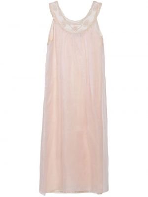 Krajkové midi šaty Prada růžové