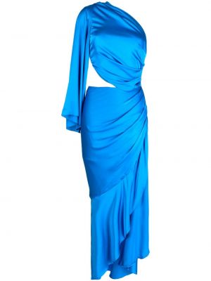 Modré drapované večerní šaty Patbo