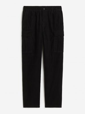 Вельветовые брюки карго H&m черные