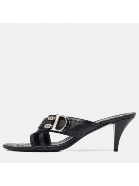 Sandalias de cuero retro Dior Vintage negro