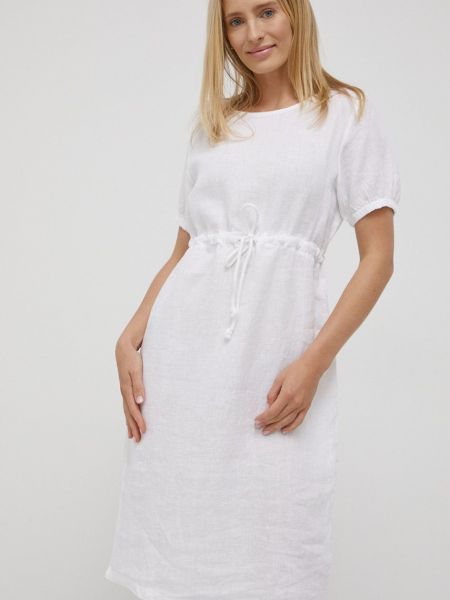 Лляне пряме плаття міні Deha, біле