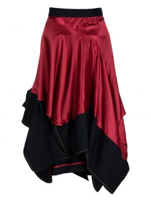 Spódnica midi asymetryczna drapowana Kolor czerwona